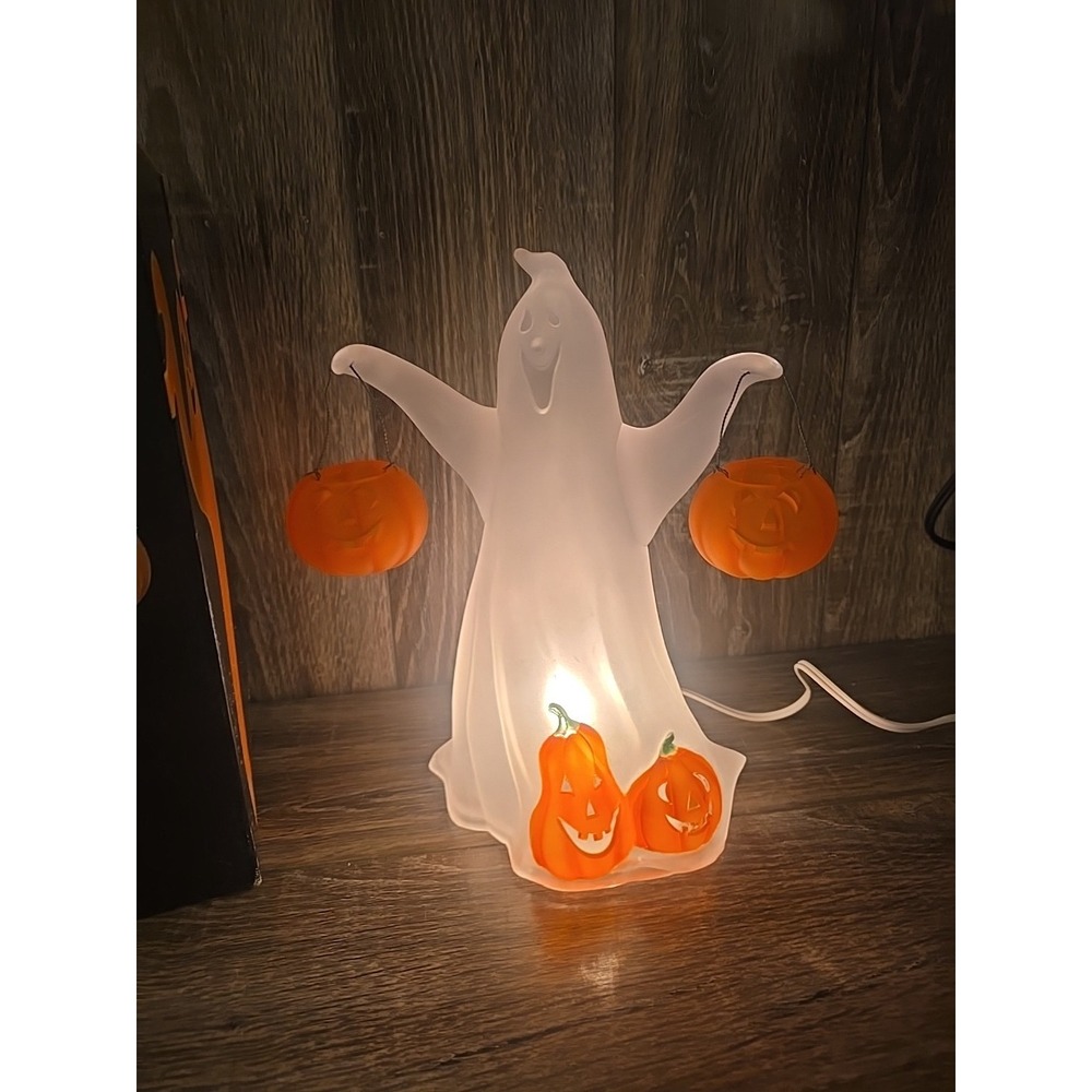 2002 JC Penney‎ Home Collection Acrylic Ghost Light W/Pumpkins Halloween - Picture 2 of 10